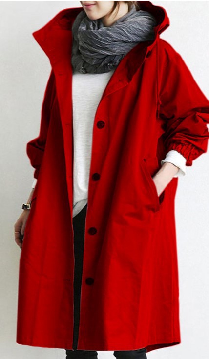 Water-Repellent Oversized med Huva Trenchcoat