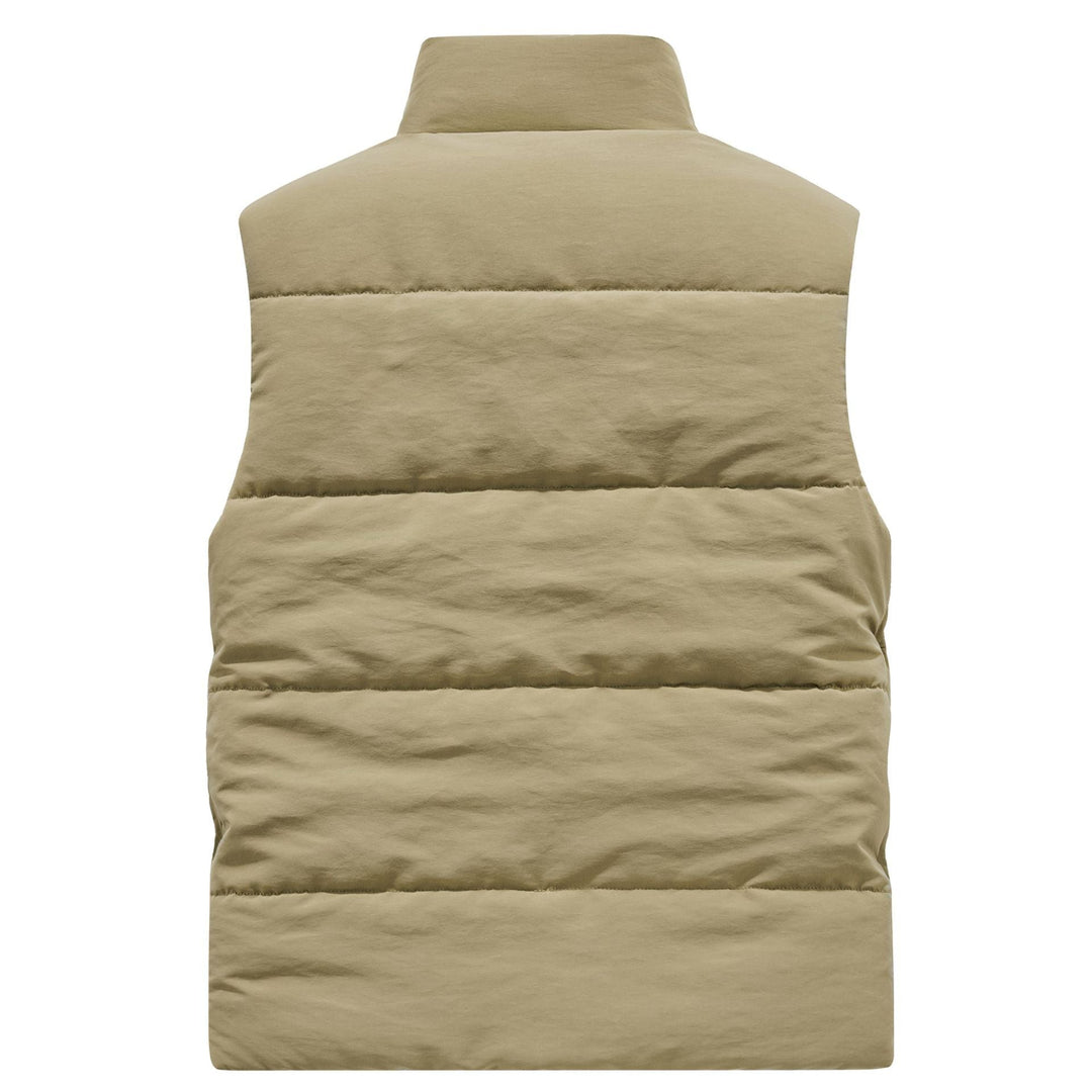 Herr Sleeveless Utility Vadderad Väst med Teddyfoder och Hög Krage