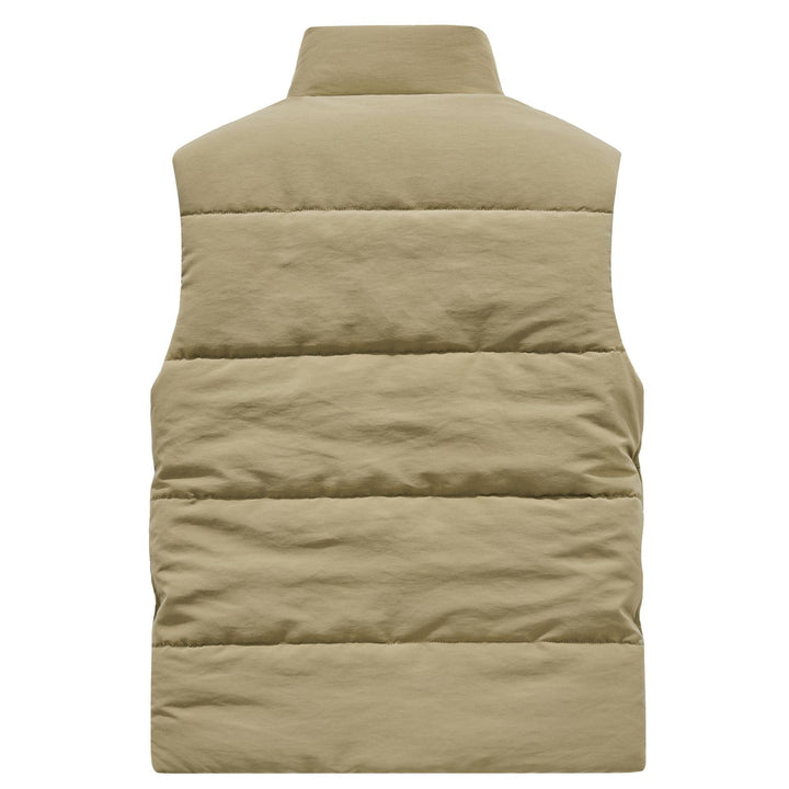 Herr Sleeveless Utility Vadderad Väst med Teddyfoder och Hög Krage