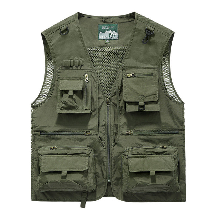 Unisex Multi-pocket utilityväst med Mesh Inserts och Front dragkedja