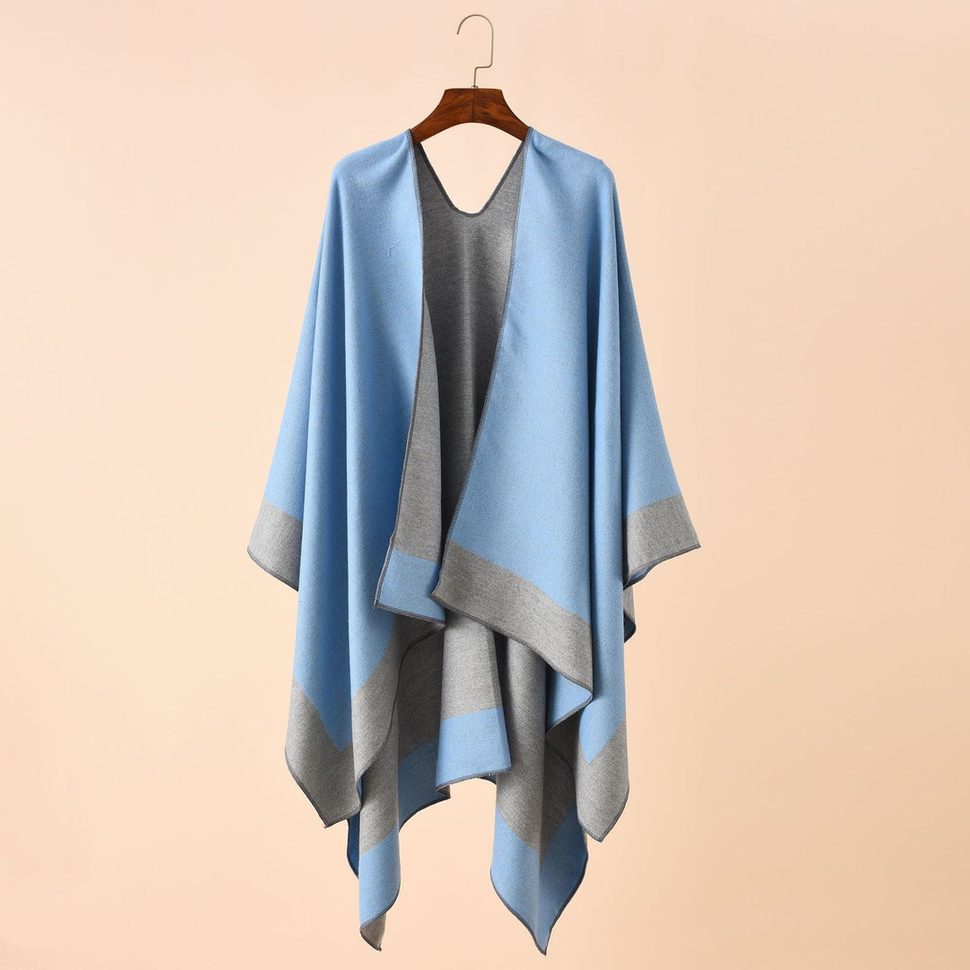 Dam Reversible poncho-Cape tillverkad av Cashmere Blend med oversized skärning