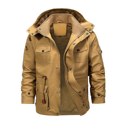 Herr Robust Canvas Fält Parka med Teddy Fleecefoder, Huva, och Multifunctional Fickor