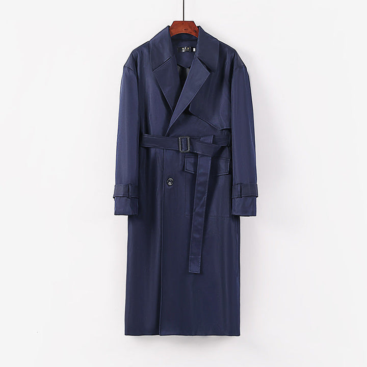 Dam längre skräddad trenchcoat med knytband och vid shawl krage