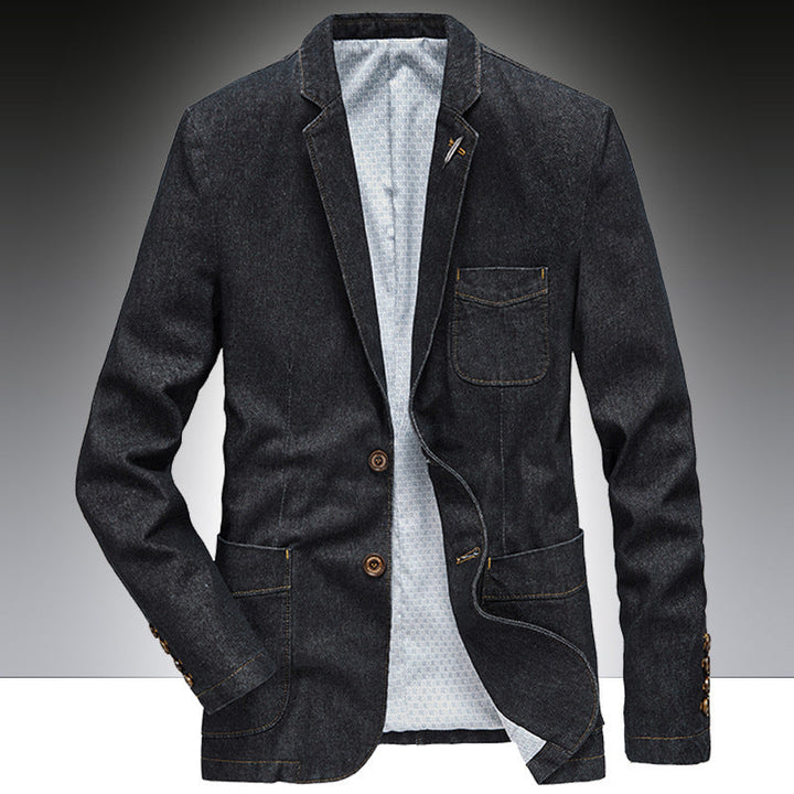 Herr Denim Kavaj i Unstructured Worker Stil med Utanpåfickor