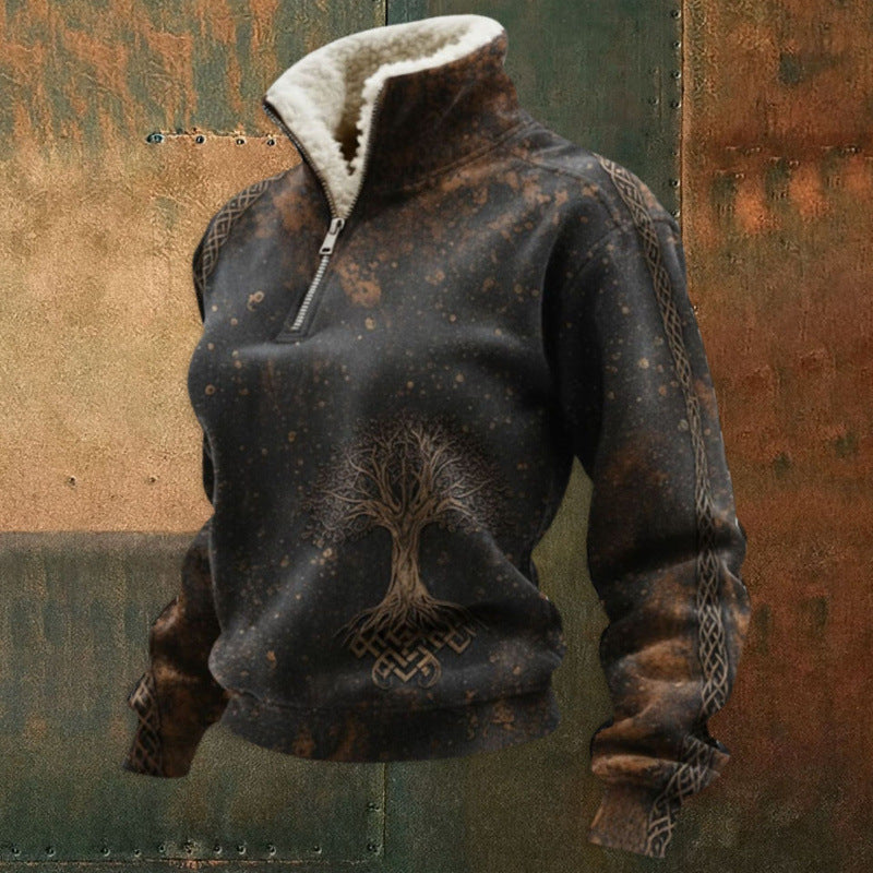 Herr Urban Fleece Pullover med Tree Motif