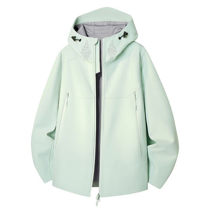 Dam vattentät softshell utomhusjacka med minimalistisk silhuett och Ventilation Perforation at den krage