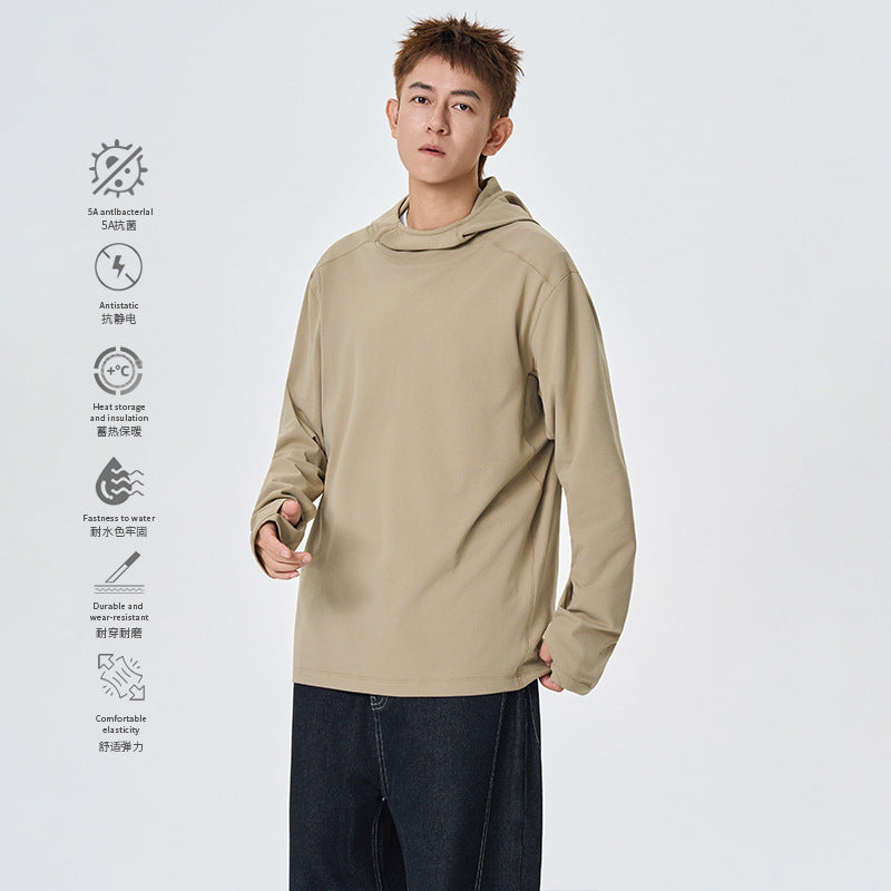 Herr Kapuzenpullover med Hohem Schalkragen Aus Teknisk Stretchjersey
