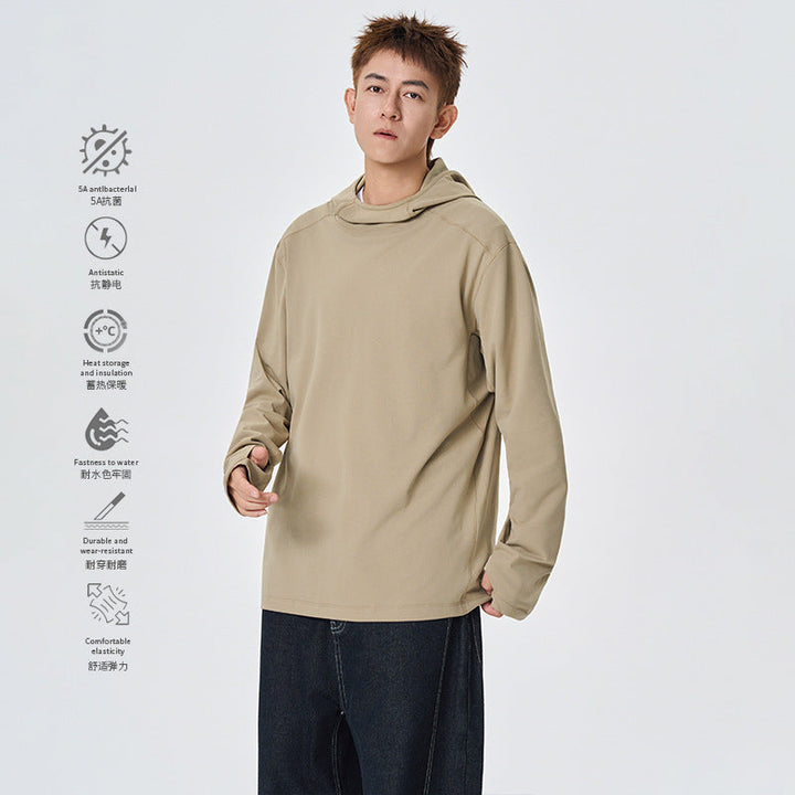 Herr Kapuzenpullover med Hohem Schalkragen Aus Teknisk Stretchjersey
