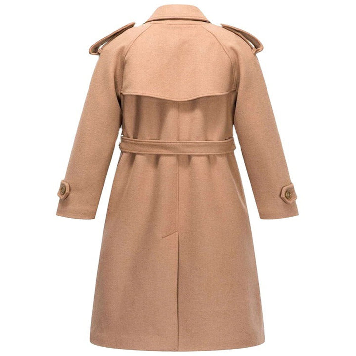 Dam Mid-Length Double-Breasted ullblandning trenchcoat med Epaulettes och bälte
