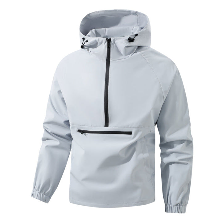 Herr Softshell Anorak med Huva, Half Dragkedja, och Vattentät Fram Ficka