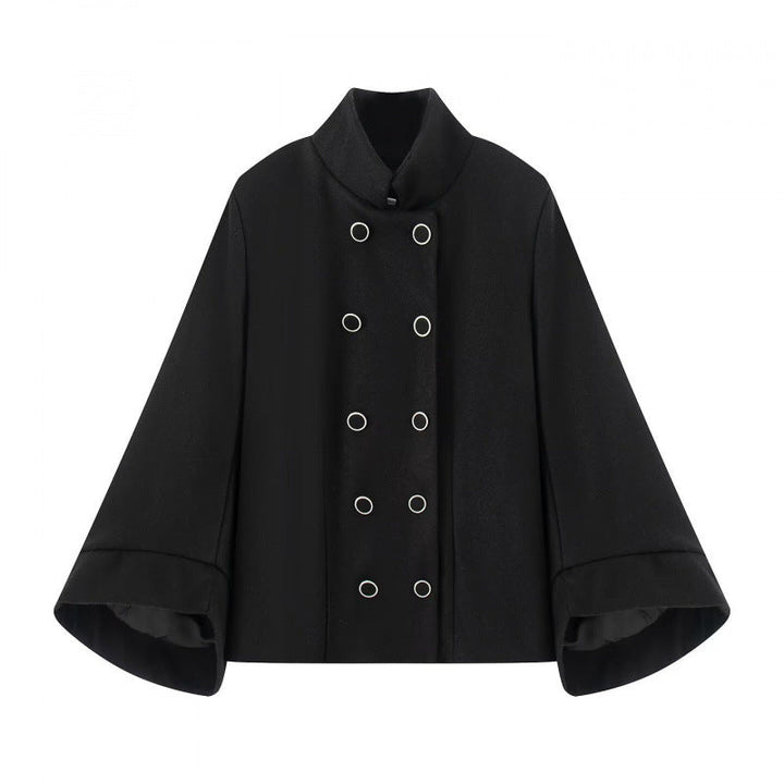 Dam Tailored Double-Breasted Kort Jacka med Stå Krage och Bell Ärmar