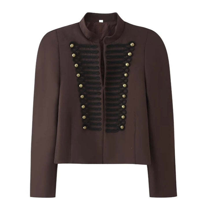 Dam kort jacka in hussar-inspired design med ståkrage och dekorativ cords