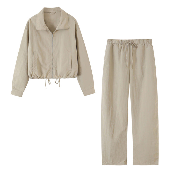 Dam Kort Övergångsjacka med Drawstring och Stå Krage