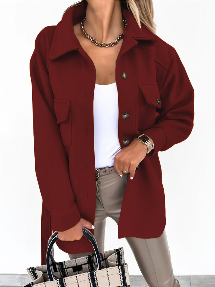 Dam oversize skjortjacka med Flap fickor