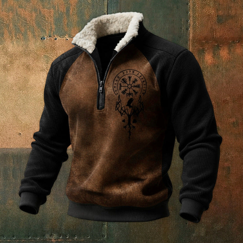 Herr Urban Fleece Pullover med Tree Motif