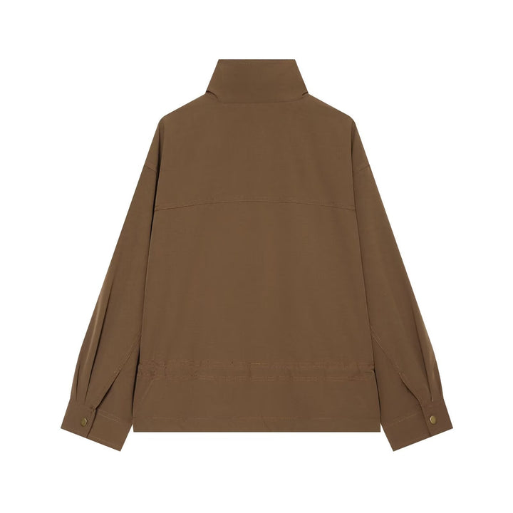Dam Övergångsjacka med Standing Krage, Drawstring och Utility Fickor