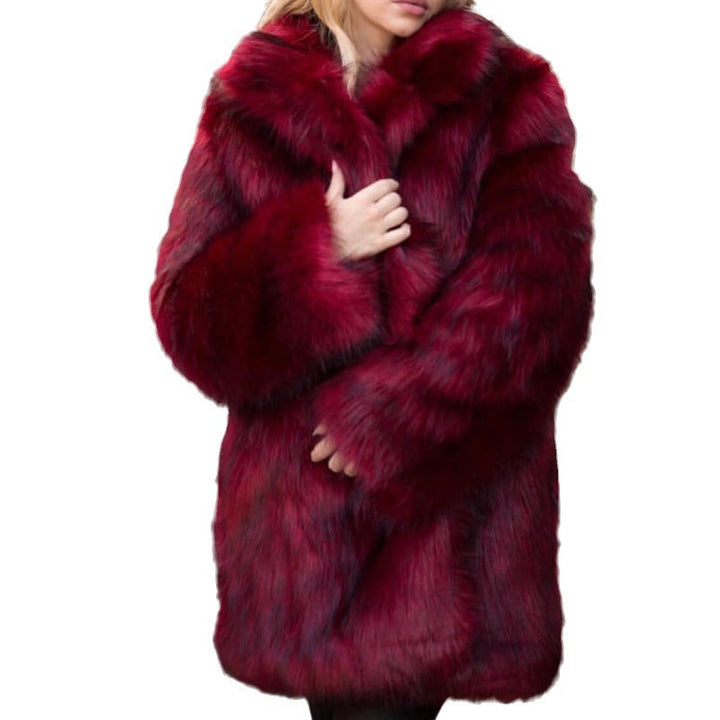 Dam Luxurious Konstpäls Kappa med Voluminous Ärmar