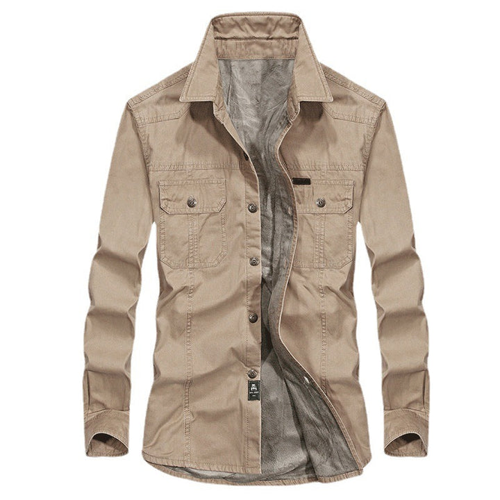 Herr Lightly Vadderad Canvas Worker Skjortjacka med Bröst Lock Fickor