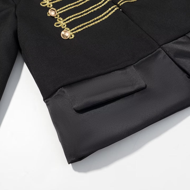 Dam Kort Parade Jacka i Uniform Stil med Decorative Cords och Lockfickor