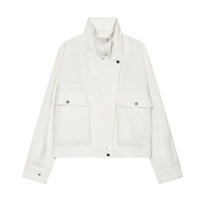 Dam Lätt Vadderad Windbreaker med Stå Krage och Prickig Prick Tryck