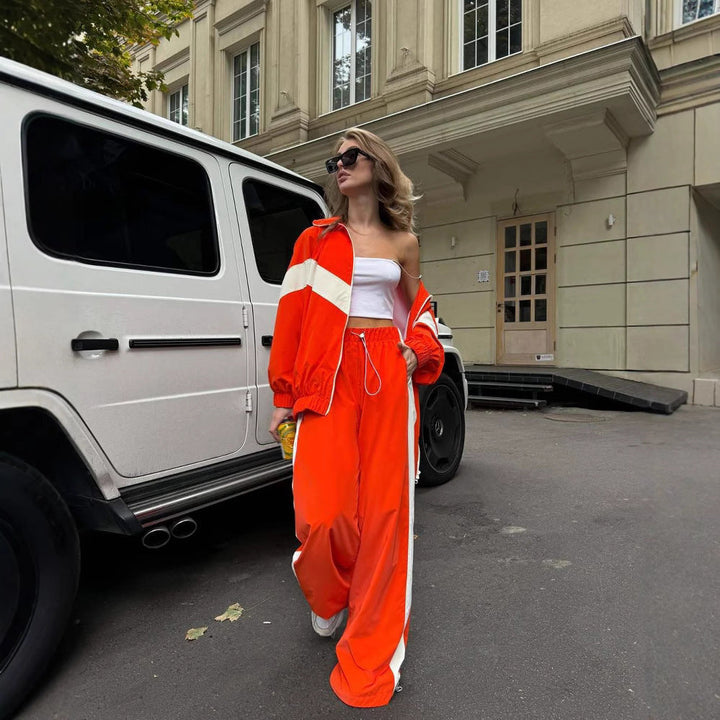 Dam lätt oversized vindjacka med kontrast panels, drawstring fåll, och elastiska muddar