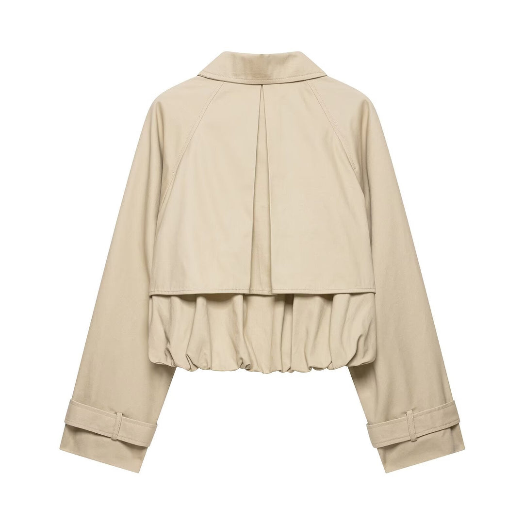 Dam 60+ Kort Trench Blouson med Cape Detail och Drawstring Nederkant