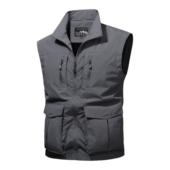 Herr Resor Performance Väst med Hög Krage, Vattenavvisande Microfiber och Flera Fickor