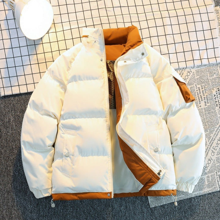 Herr Isolerad Oversized Puffer Jacka med Kontrast Foder, Arm Ficka &amp; Dragsko