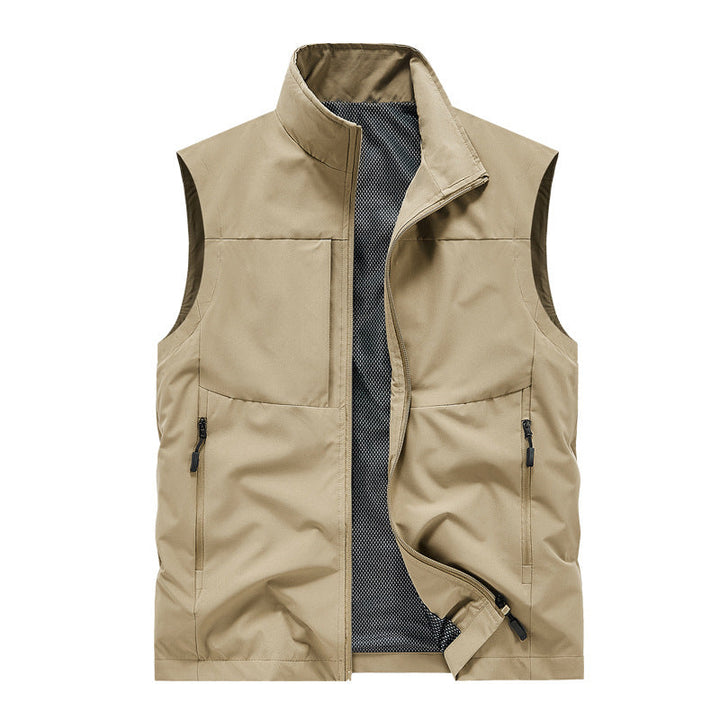 Herr Lätt Vindtät Softshell Quiltad Väst med Mesh Foder, Ståkrage &amp; Dragkedja Fickor