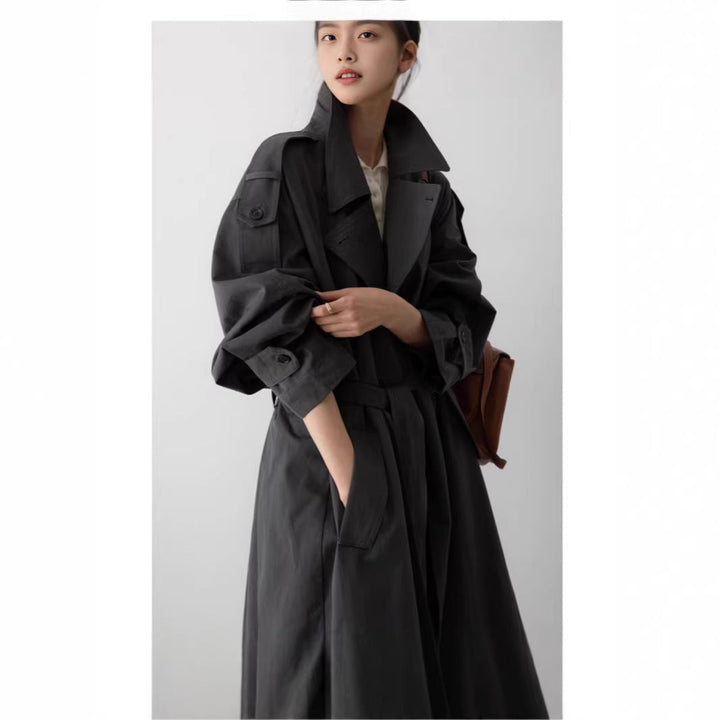 Dam Oversize Maxi trenchcoat med midjebälte och dubbel knäppning