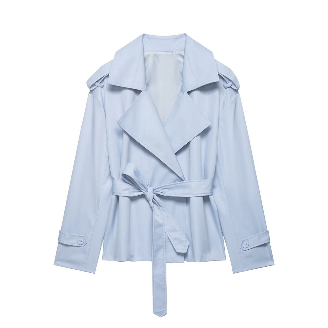 Dam Lightly Tailored Trenchcoat med Belt, Epaulettes och Satin Foder