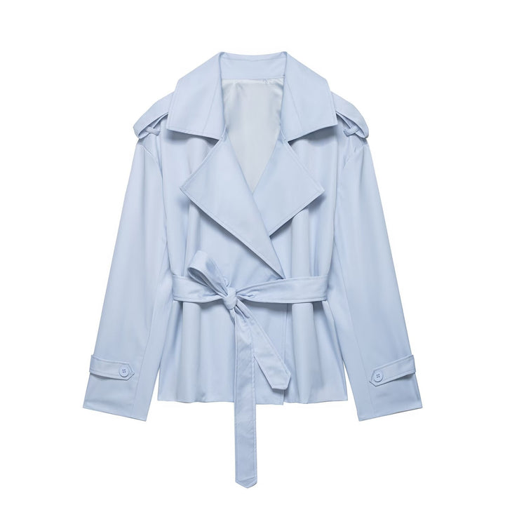 Dam Lightly Tailored Trenchcoat med Belt, Epaulettes och Satin Foder