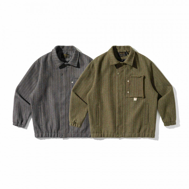 Herr boxig overshirt Jacka tillverkad av ullblandning med Patch bröstficka