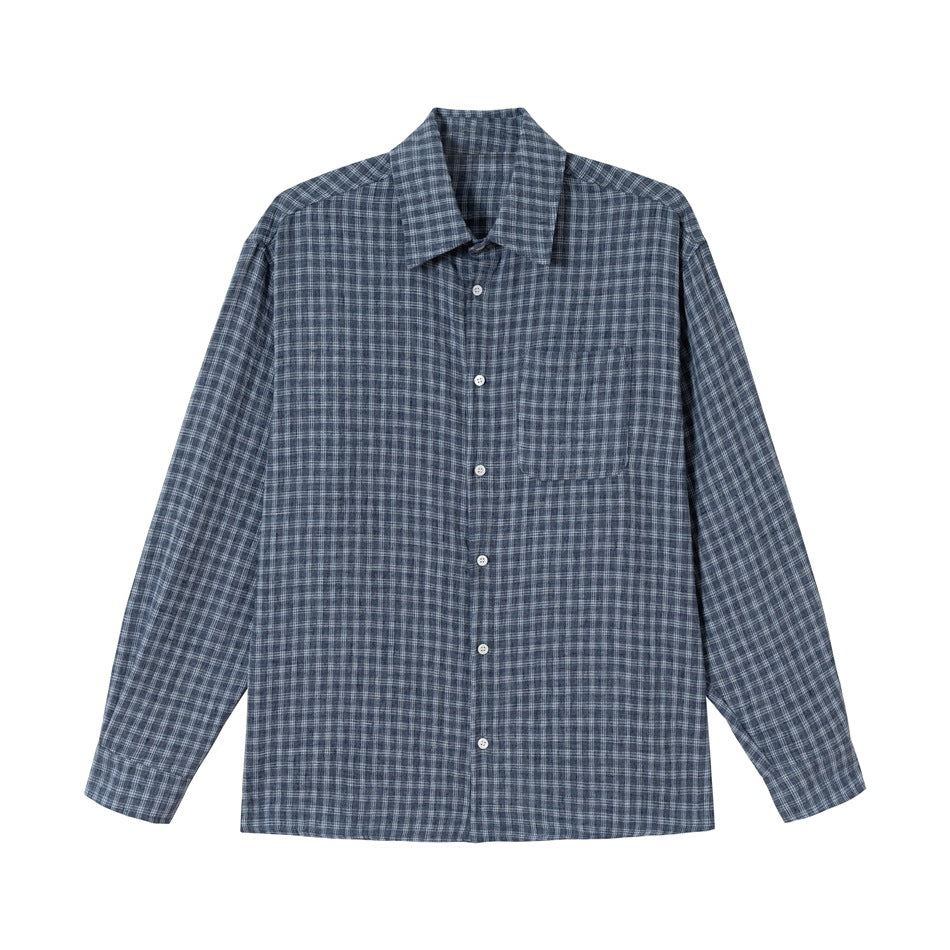 Herr boxig Rutmönster overshirt med boxig skärning, bröstficka och ljus flanell texture