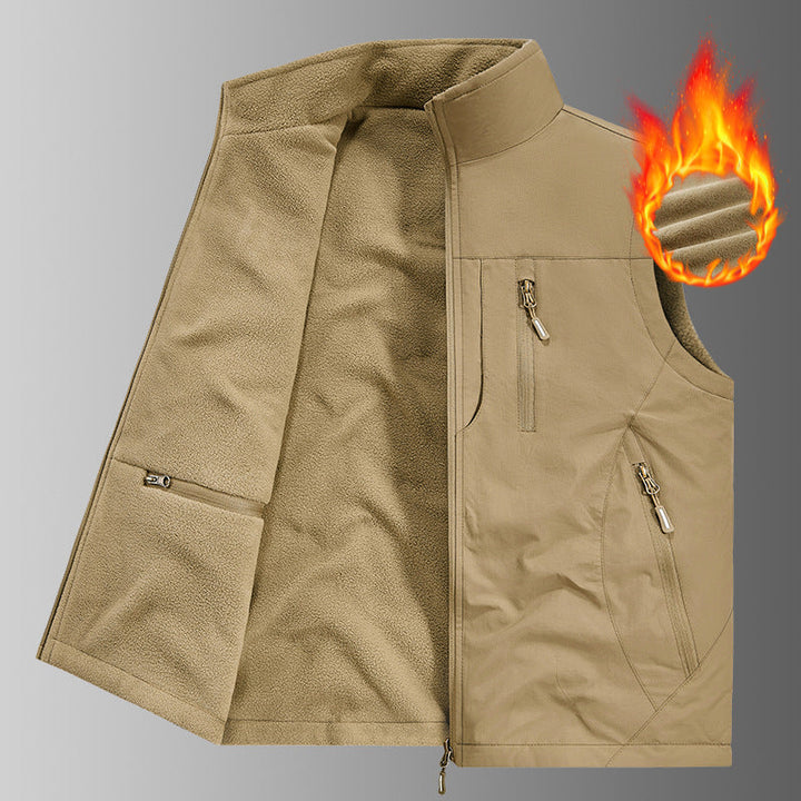Herr Thermo Fleece Utomhus Väst med Warming Teddyfoder, Vindskyddande Yttre Lager och Multifunctional Zip Fickor