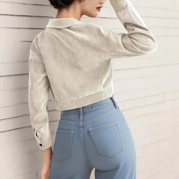 Dam kort ärm Cropped jeansjacka