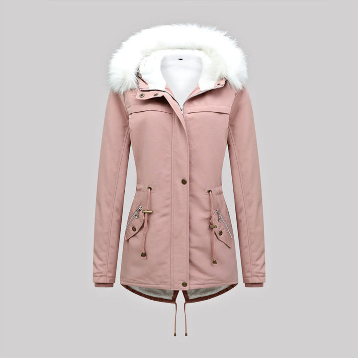 Dam skräddad vinter Parka med Thermofleecefoder och Detachable Faux Fur huva