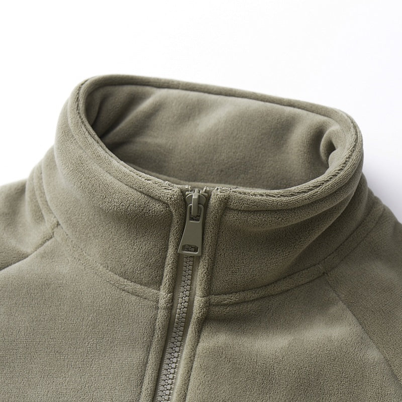 Herr Dubbel Fleece Övergångsjacka med Teddy Insida Foder, Ståkrage &amp; Dold Fickor