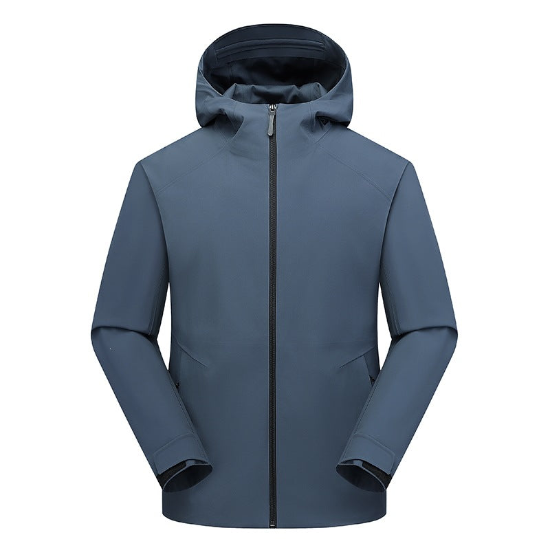 Herr Vattenavvisande Softshell Frilufts Jacka med Huva, Welded Sömmar &amp; Minimalistisk Dragkedja
