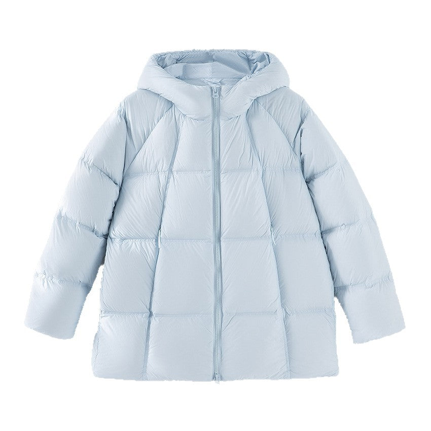 Dam kort skärning boxy kviltad jacka med detachable huva och thermo insulation