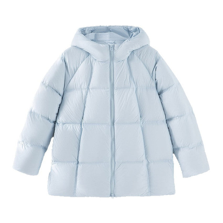 Dam kort skärning boxy kviltad jacka med detachable huva och thermo insulation