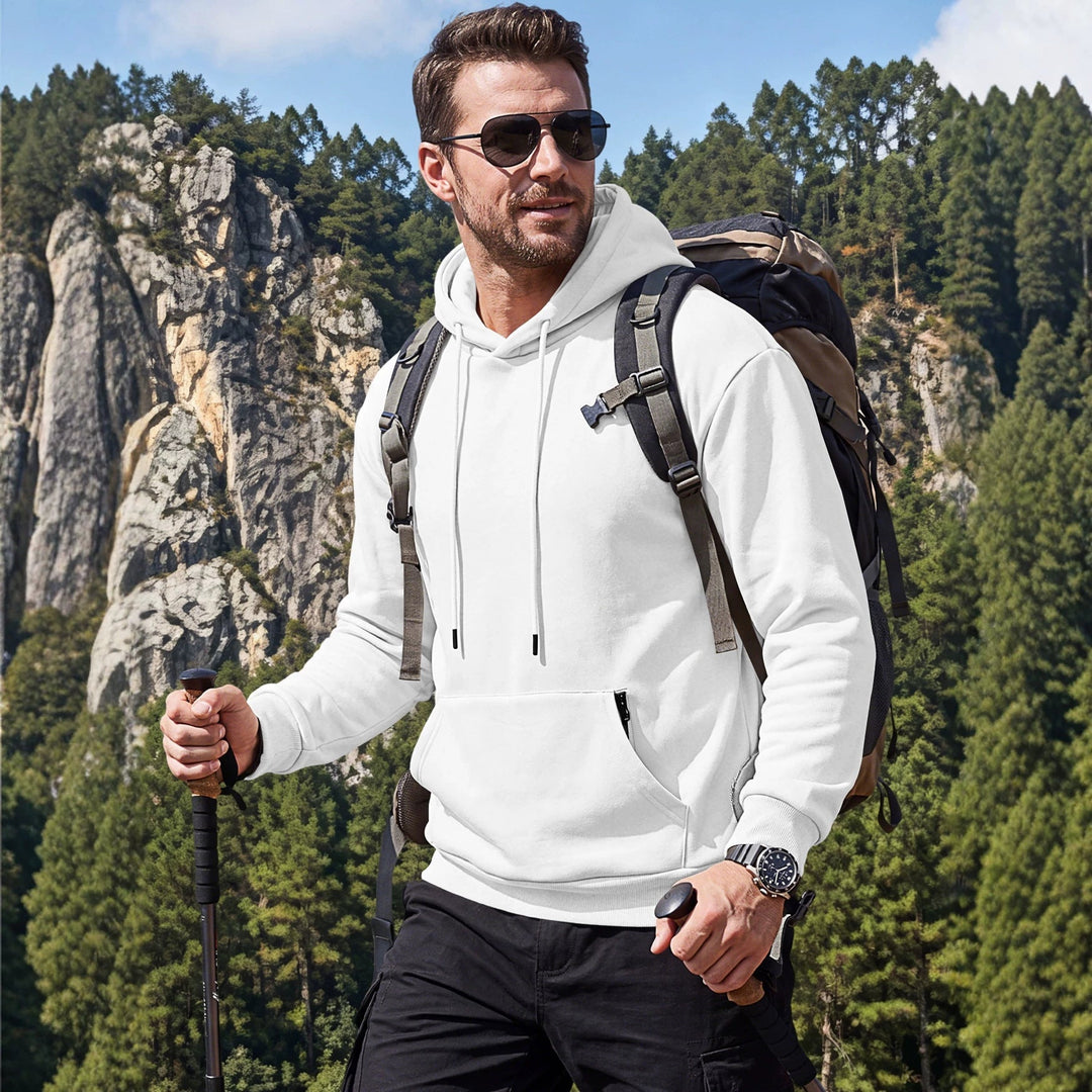 Herr Luvtröja Gjord av Mjuk Fleece med Känguruficka och Adjustable Huva