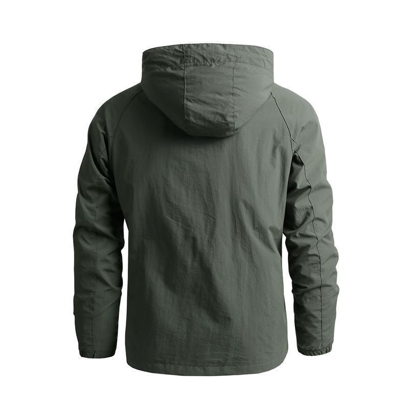 Herr Tactical-Urban Övergångs Jacka med Huva, Mesh Foder och Dold Dragkedjefickor