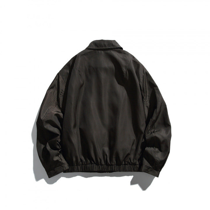 Herr short-cut vattenavvisande Harrington bomberjacka med rutig micro-weave, buttoned fickor med lock, och elastisk fåll