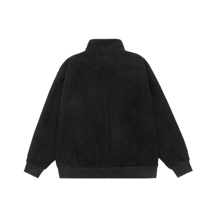 Unisex Teddy-Fleece Bomber Jacka med Ståkrage och Tryckknapp Fickor