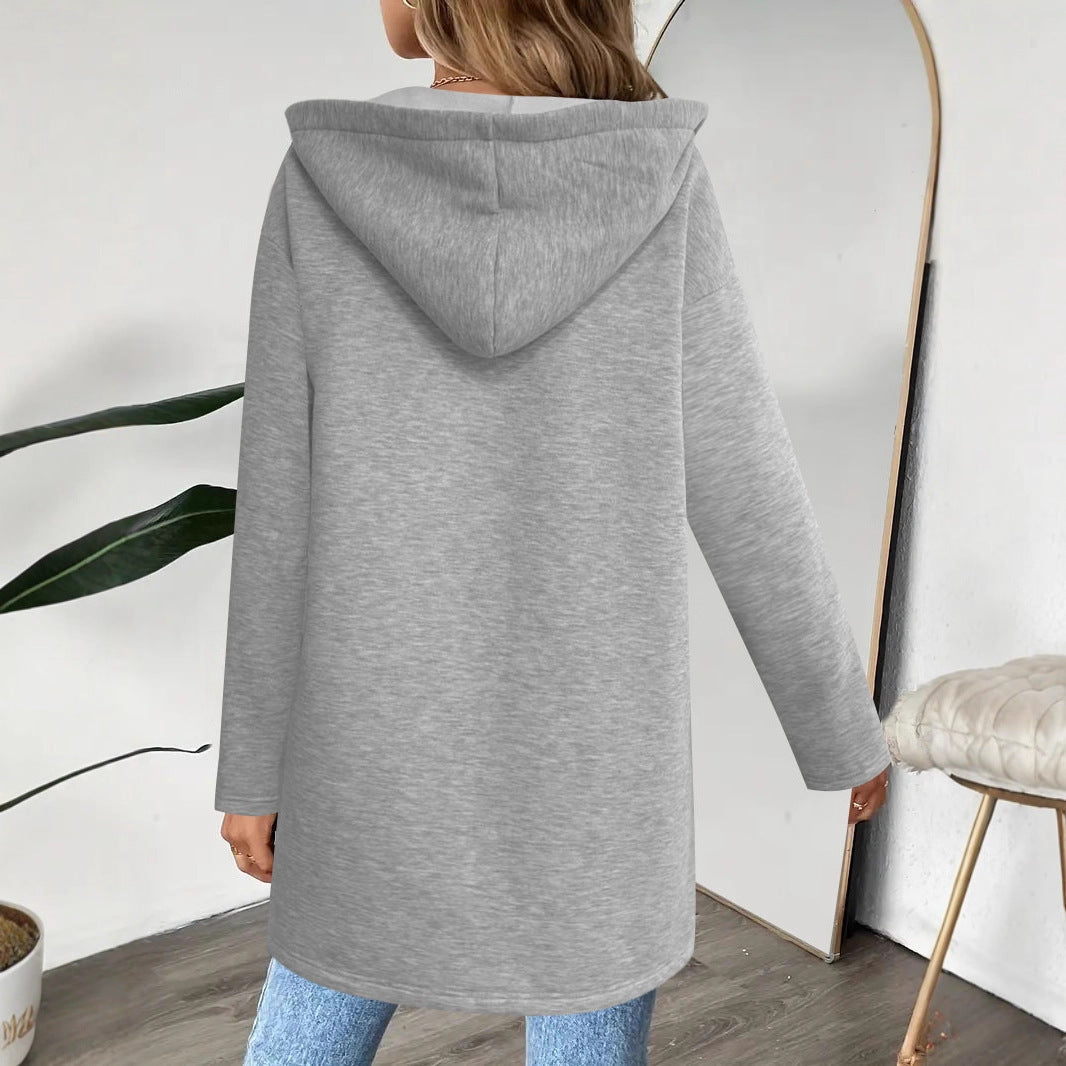 Dam Longline Oversize jacka med hel dragkedja och dragkedja fickor