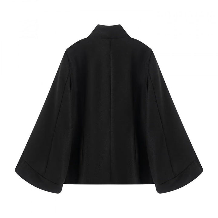 Dam Tailored Double-Breasted Kort Jacka med Stå Krage och Bell Ärmar