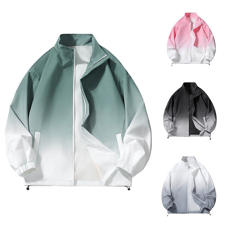 Herr Lätt Gradient Vindjacka Jacka med Ståkrage, Hel Dragkedja &amp; Dragsko Fåll