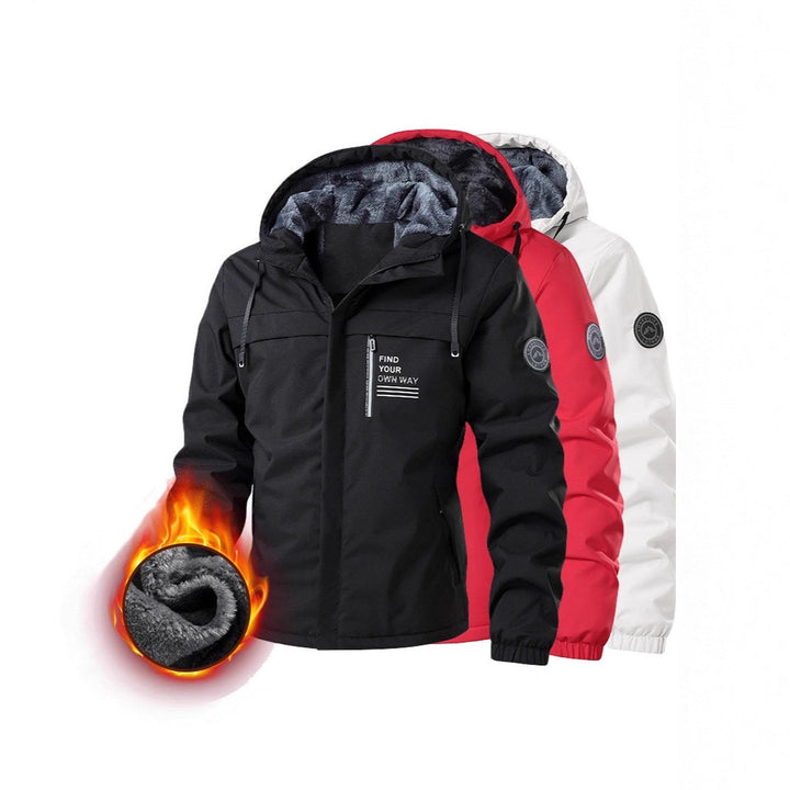 Herr Weatherproof Jacka med Huva med Värmande Teddy Fleece Foder och Concealed Fram Dragkedja