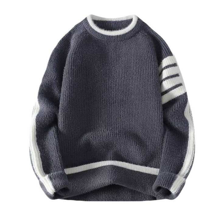 Herr Sportig Round Neck Tröja med Contrast Detaljer